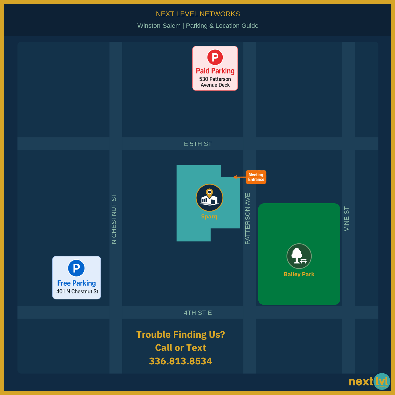 Parking map for Sparq at Bailey Power Plant